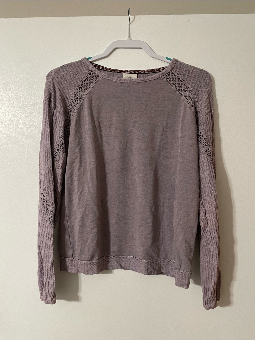 Knox Rose Lavender Open-Knit Sleeve Pullover